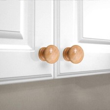 Pre-Drilled Wooden Handles – 25mm 30mm 35mm Natural Cupboard & Drawer Knobs