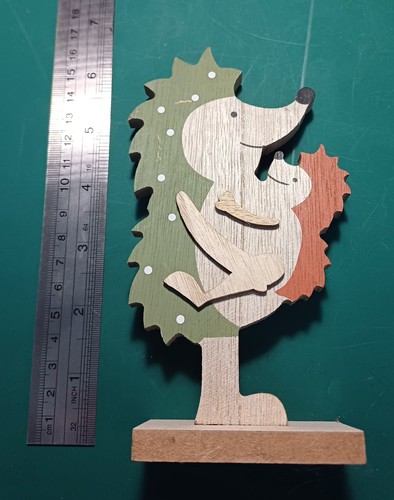 Wooden hedghog ornament - wooden,