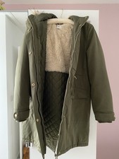 Women's Parka Coat Fur Lined Hood, Size 14, Fur Lined Inside Back at The Top,