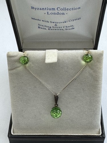 925 silver peridot swarovski - silver,