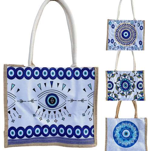 Evil eye patterned jute - eye,