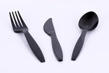 BLACK PLASTIC CUTLERY SET