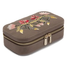 Wolf Jewellery Case, The Zoe Zip Case. Mink Colour in Velvet