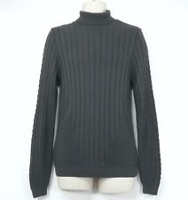 Mens Roll Neck Jumper Soft Thin Cable Knit COTTON Blend Classic Retro size S