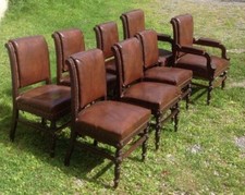 SET OF 8 CARVED OAK DINING