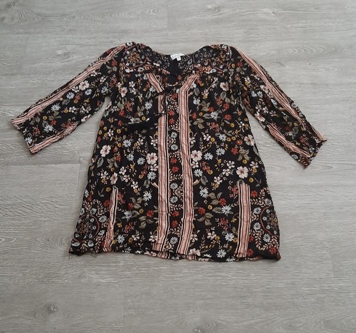 Black floral print tunic - black,