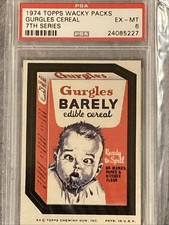 WACKY PACKS GURGLES CEREAL 7th SERIES 1974 TOPPS PSA GRADED 6 oVER 50 YRS OLD