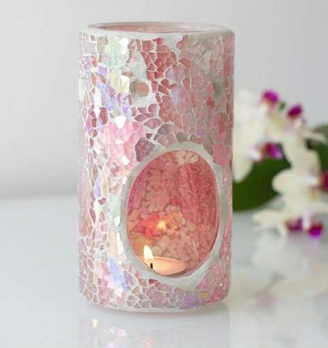 Pillar pink iridescent crackle - pink,