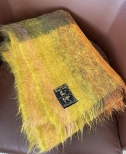 Vintage Royal Scot Fringed Mohair Wool Throw Rug Great Britain Samuel Tweed & Co