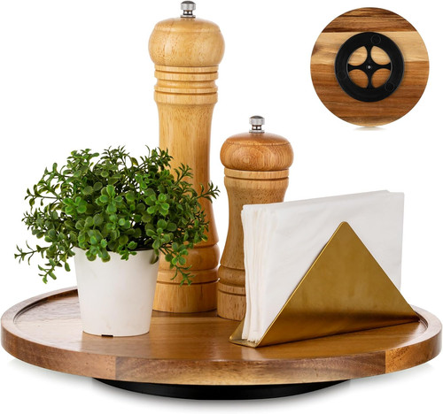 Round wood lazy susan - round, 30cm