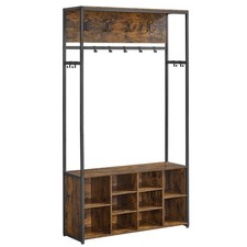 Rustic Brown Black Hall Tree