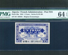 Algeria:P-98a,1 Franc,1944 * PMG Ch. UNC 64 EPQ *