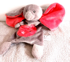 Nicotoy Simba Grey Elephant Pink Ears Comfort Blanket Comforter Baby Soft Toy