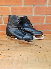 Vintage Kangaroo Black Ice Skates with John Wilson Blades - Size UK 8 - AS
