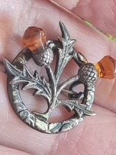 silver scottish citrine brooch