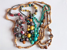 5 Bead Necklaces wooden chunky All colours Lovely Condition