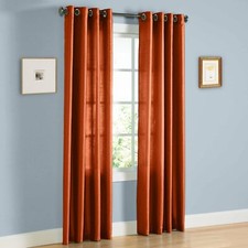 2 PANELS GROMMET FAUX SILK WINDOW CURTAINS DRAPE TREATMENT MIRA 95"