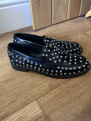 Zara studded slip loafers - zara,