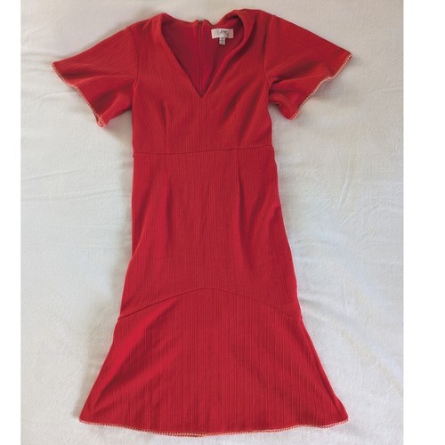 Shilla midi dress red ribbed - dress,