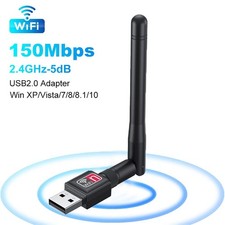 150Mbps Wireless USB WiFi Adapter Dongle LAN 802.11/b/g/n 2.4Ghz Laptop PC TV.