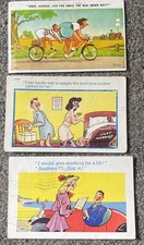 X3 TROW SAUCY POSTCARDS USED X2 1958 x1 1975 VARIOUS VIEWS FAULTS CREASE CORNERS