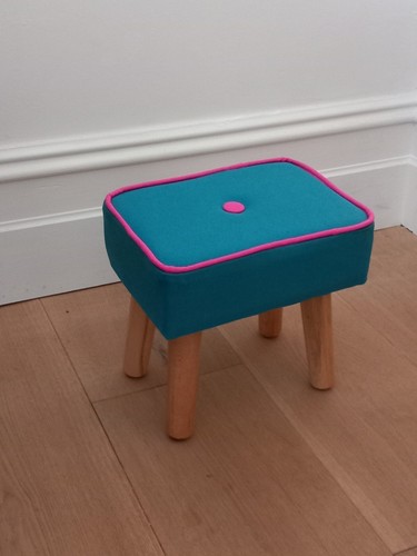 Funky footstool teal - footstool, blue