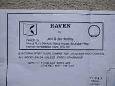 Raven 84" Span Glider Slope Soarer Plan RM1303