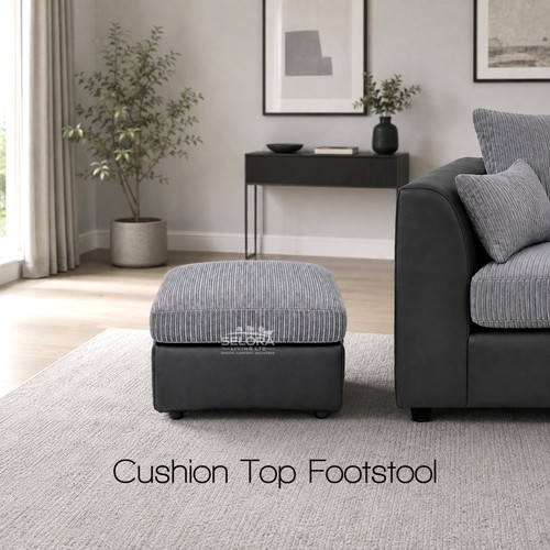 Grey jumbo cord corner sofa - corner,