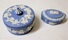 2. Vintage Wedgewood Blue Jasperware   Trinket Boxes