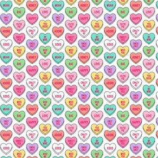 Love Hearts Sweets 100% Cotton Digitally Printed Crafty Cottons Quilting Fabric