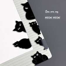 6PCS Black Black Cat Bookmark PVC Pagination Mark Book Clip  School Home