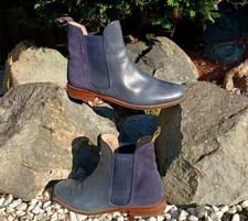 Gorgeous Joules Blue Real Leather Ankle Boots Sise8 Good Cond Very Comfy & Posh