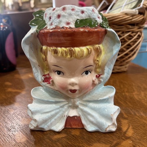 Lady head vintage planter - vintage, with
