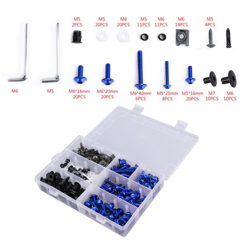 Blue fairing bolts screws kit - blue,