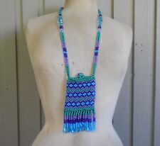 Beaded Necklace Pouch Coin Purse Tassels Pagan Medicine Bag Amulet Crystal Case