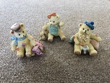 3x Novelty Teddy Bear Resin Figurines - Ideal Gift - Collectable Ornaments