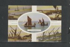 Postcard Sailing Barges at Southend-Barge History-1986 Match/Canvey Bridge etc