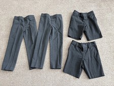 M&S Boys Charcoal Slim Leg Trousers X2/ Next Charcoal Shorts X2, Size 4-5 Years