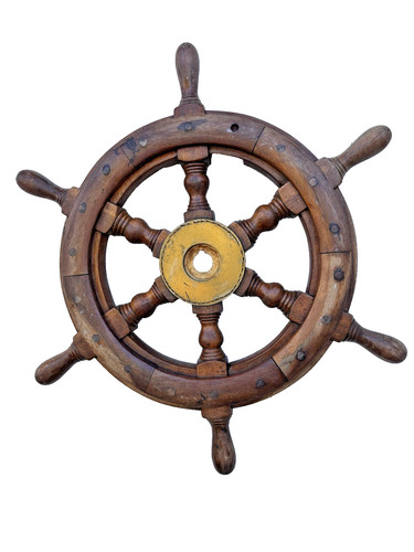 Vintage wooden ship - ship, wheel
