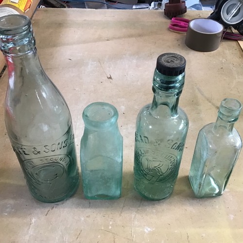 Antique green bottles - green,