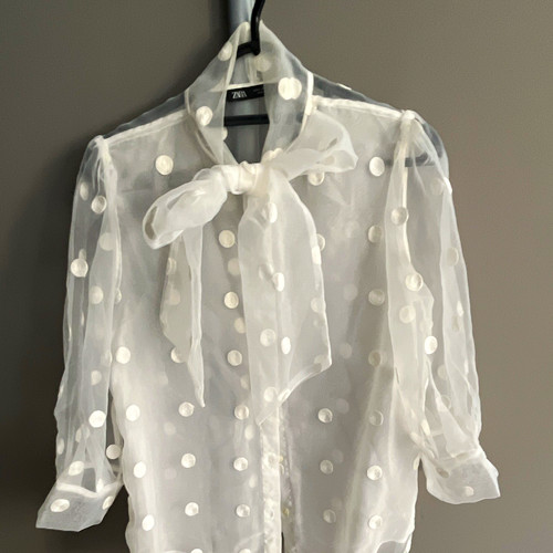 Zara white polka dot sheer - zara,