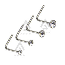 5pc Nose Stud Surgical Steel Clear L Shape 1.5mm 2mm 2.5mm 3mm Body Jewellery