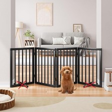 Bamboo Dog Gate For Auction Foldable Black 4 Panels 24"