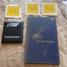 Ford- road maps book Dated 1937 & Mixed Lot Of AA Memorabilia Stickers & Badge