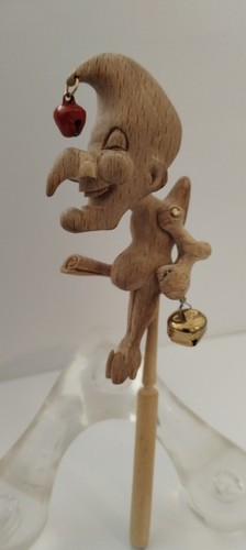 Carved wooden punch rattle - wooden,