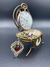 French Mother of Pearl Egg Chair Pocket Watch Stand Holder Ormolu Frame c1880's