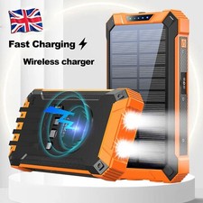 Portable 50000mAh Solar Power Bank USB Pack Battery Wireless Charger For Phone