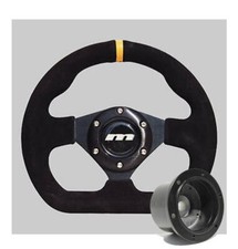 250mm Black Leather Steering Wheel + Boss fits Vauxhall Vectra A 2.0i GT 88-95