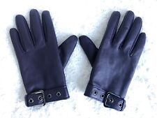 NWOT M&S Mulberry Purple Leather Gloves Size Small - Medium Buckle Detail Lined
