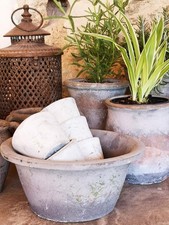 Vintage Hyacinth Planter Bowl, Rustic Weathered Garden Terracotta Bulb Plant Pot